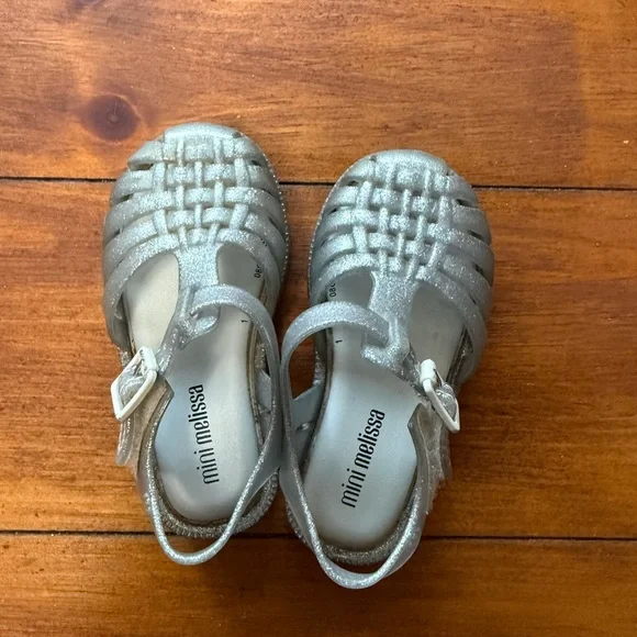 Mini Melissa Jelly Sandals – Size 7 Toddler – Silver Sparkle – Good Condition - Picture 1 of 3